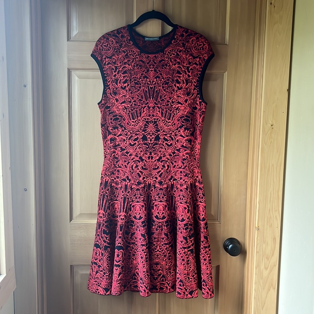 Alexander McQueen wool lace print dress - XL